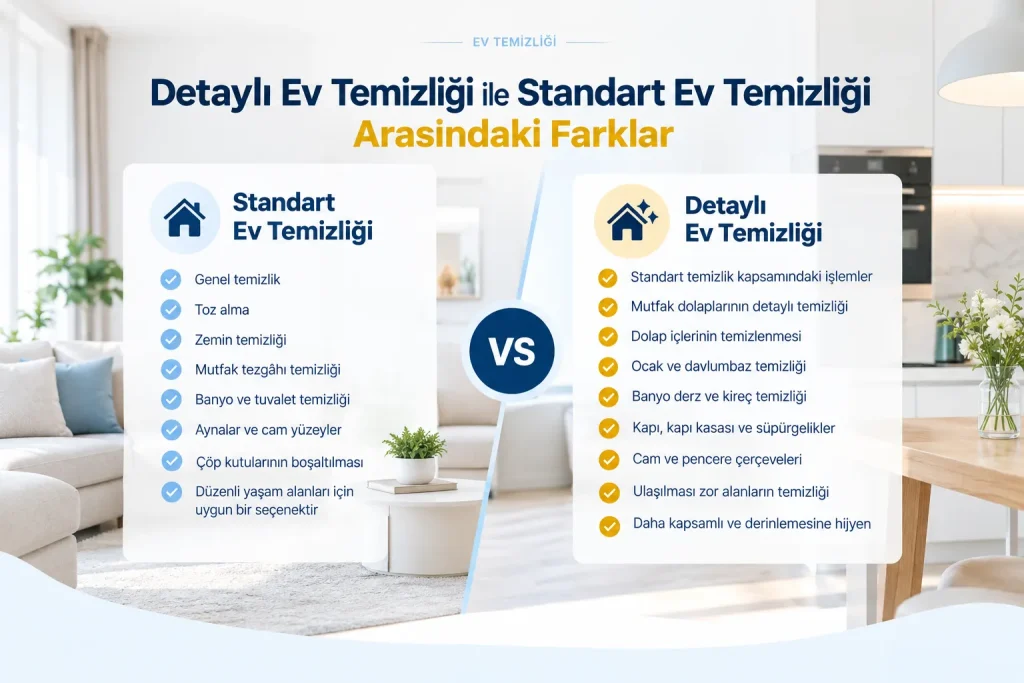 Detaylı ve Standart Ev Temizliği Karşılaştırması
